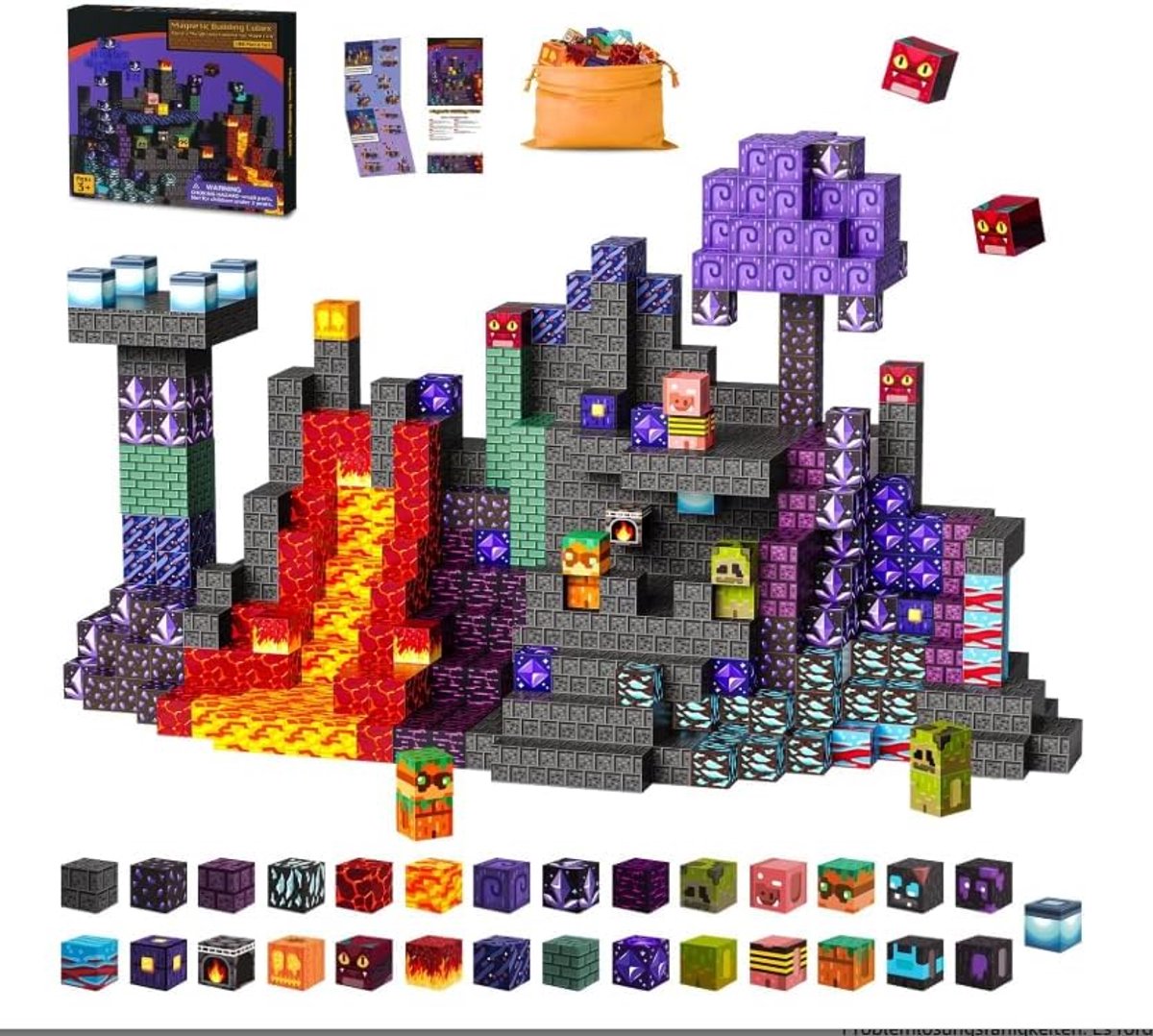 Magnetische constructie voor kinderen, 100 stuks, Montessori magnetische blokken voor jongens en meisjes, magnetische kubus, sensorisch speelgoed, STEM, cadeau jaar