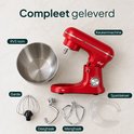Vivid Green keukenmachine met RVS kom, garde, deeghaak, menghaak en spatdeksel als complete set.