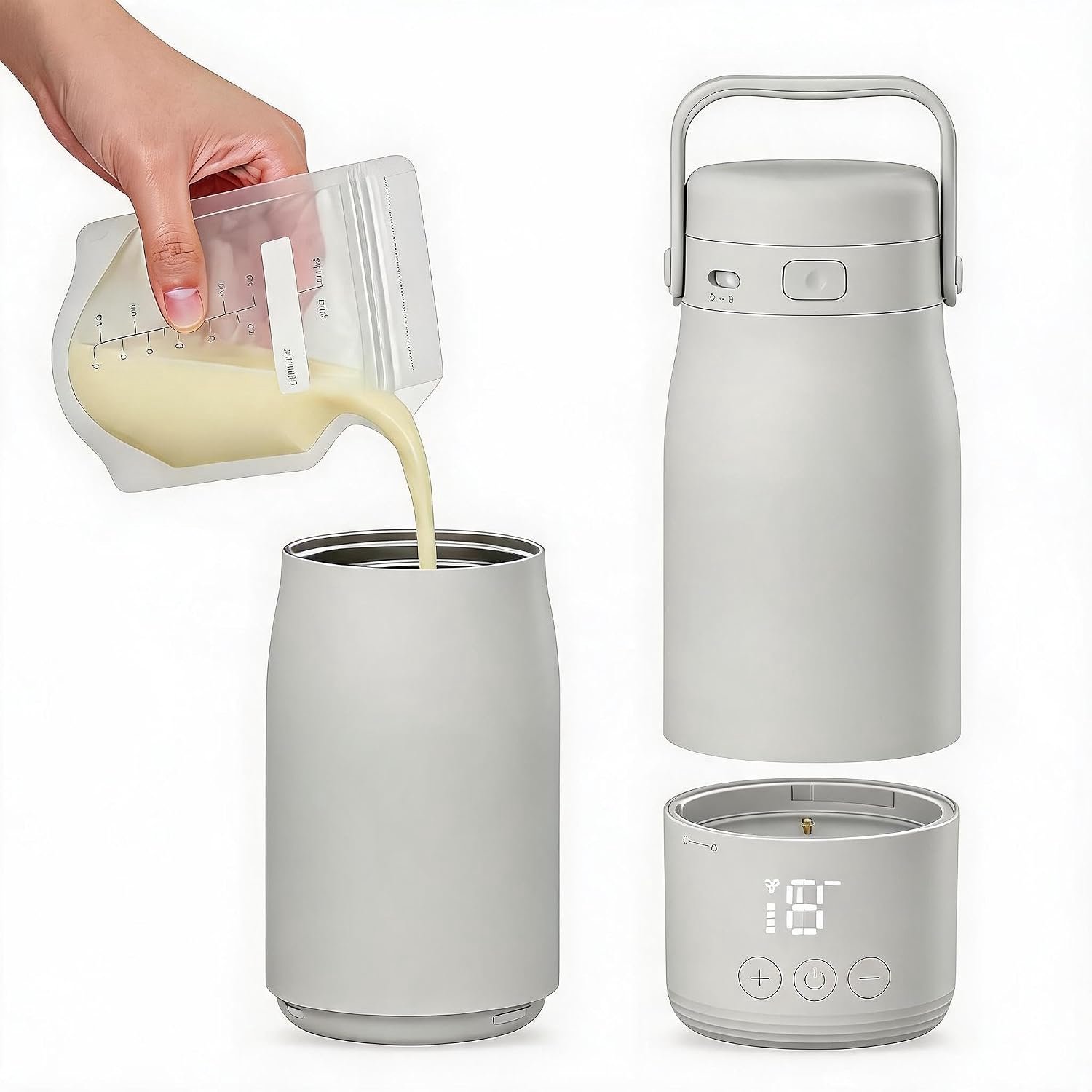 Draagbare Flessenwarmer 500ml - Draadloze Flesverwarmer 12800mAh IPX7