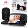 Zwarte Luvion Platinum 3+ babyfoon met camera, 3,2 inch LCD-scherm en verpakking.