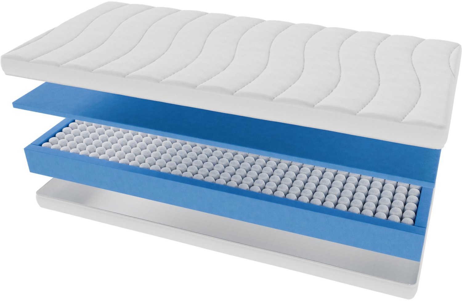 Toros Bedden 90x200x20 Pocket - Matras - 9zone XL - 90x200x20 cm Wit