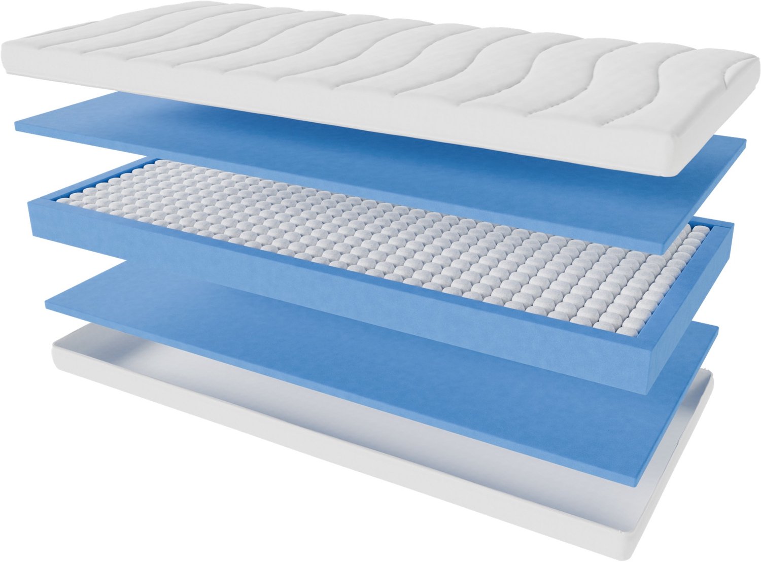 Toros Bedden Pocket Matras Geveerd Luxe Tijk - 90x200cm Dikte circa 20 cm Wit