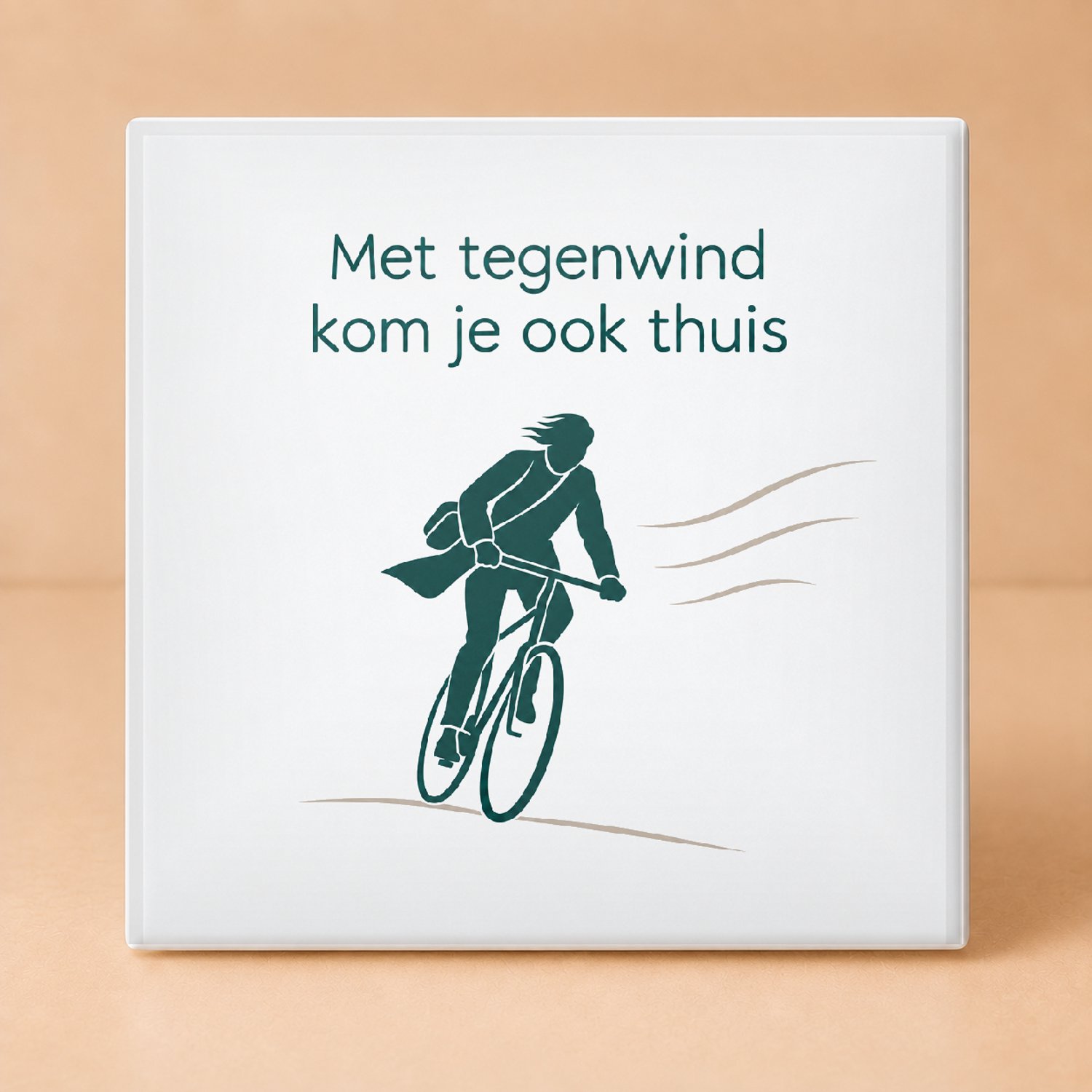 Bedruk King Strakke minimalistische Tegel ‘Wie niet waagt, wie niet waait’ – Inspirerende wanddecoratie voor motivatie en doorzetters - 15 x 15 cm Wit