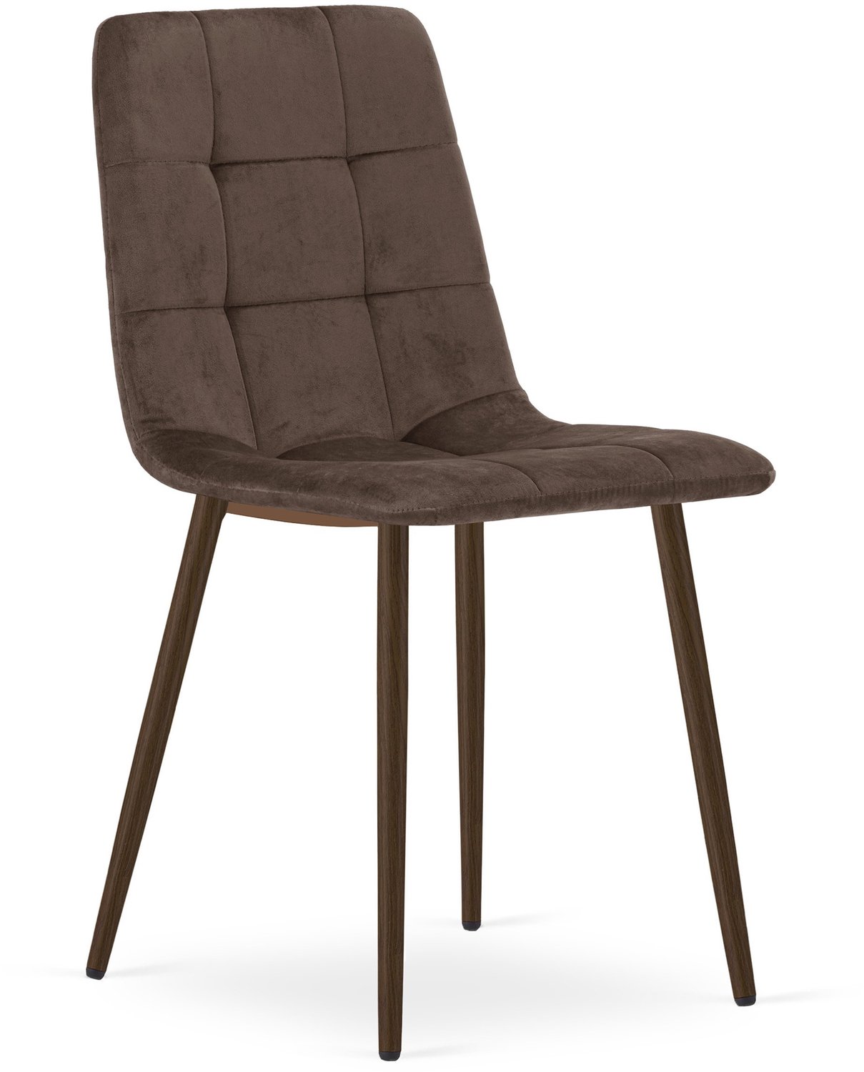 LEOBERT KARA Eetkamerstoel – Bruin Velvet – Walnootkleurige Houten Poten – Comfortabele Ergonomische Zitting – Modern Design – Velvet Stoel voor Woonkamer, Keuken en Eetkamer – Max. 110 kg