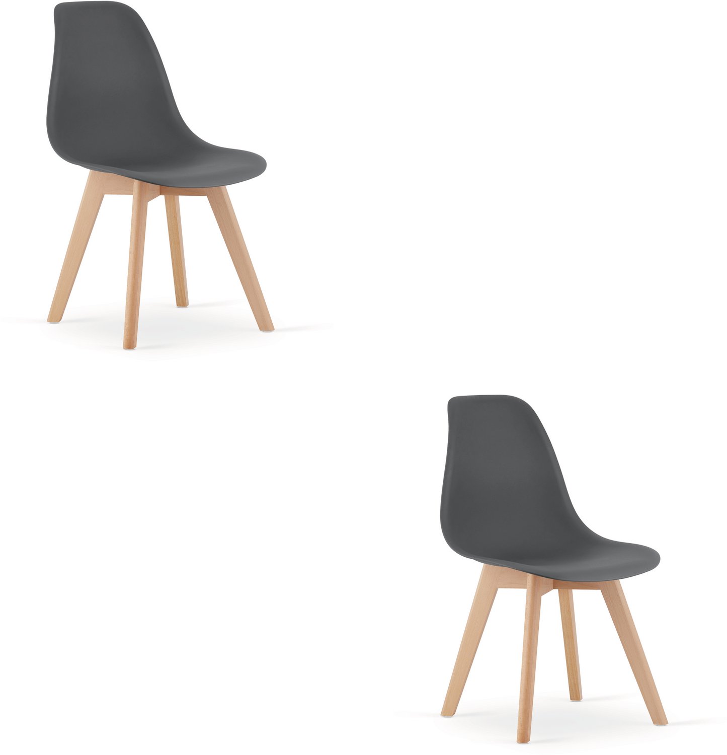 LEOBERT KITO Eetkamerstoelen – Set van 2 – Donkergrijs Kunststof – Naturelkleurige Kunststof Poten – Moderne Kuipstoel – Modern Design – Voor Eettafel, Keuken en Eetkamer