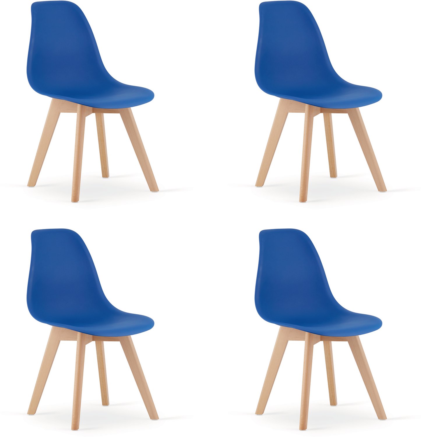 LEOBERT KITO Eetkamerstoelen – Set van 4 – Groen Kunststof – Naturelkleurige Kunststof Poten – Moderne Kuipstoel – Modern Design – Voor Eettafel, Keuken en Eetkamer