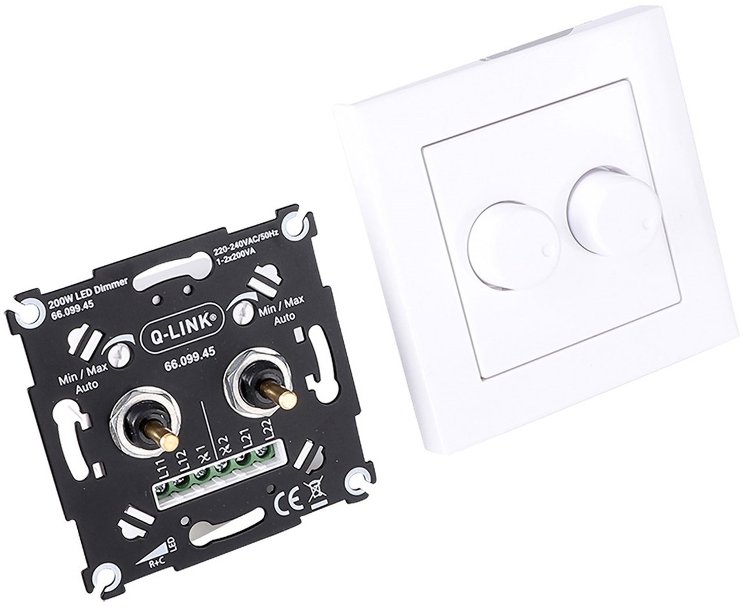 Q-Link Duo dimmer afdek polar wit led rc dws 2-200w