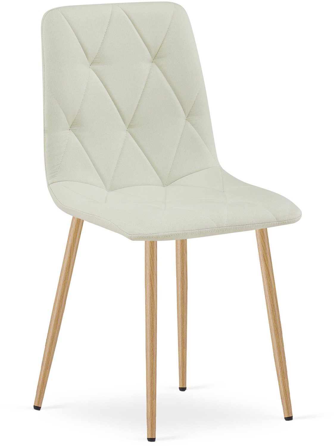 LEOBERT LIBRA Eetkamerstoel – Beige Stof – Houten Poten – Comfortabele Gestoffeerde Zitting – Modern Design – Voor Woonkamer, Keuken en Eetkamer – Max. 110 kg
