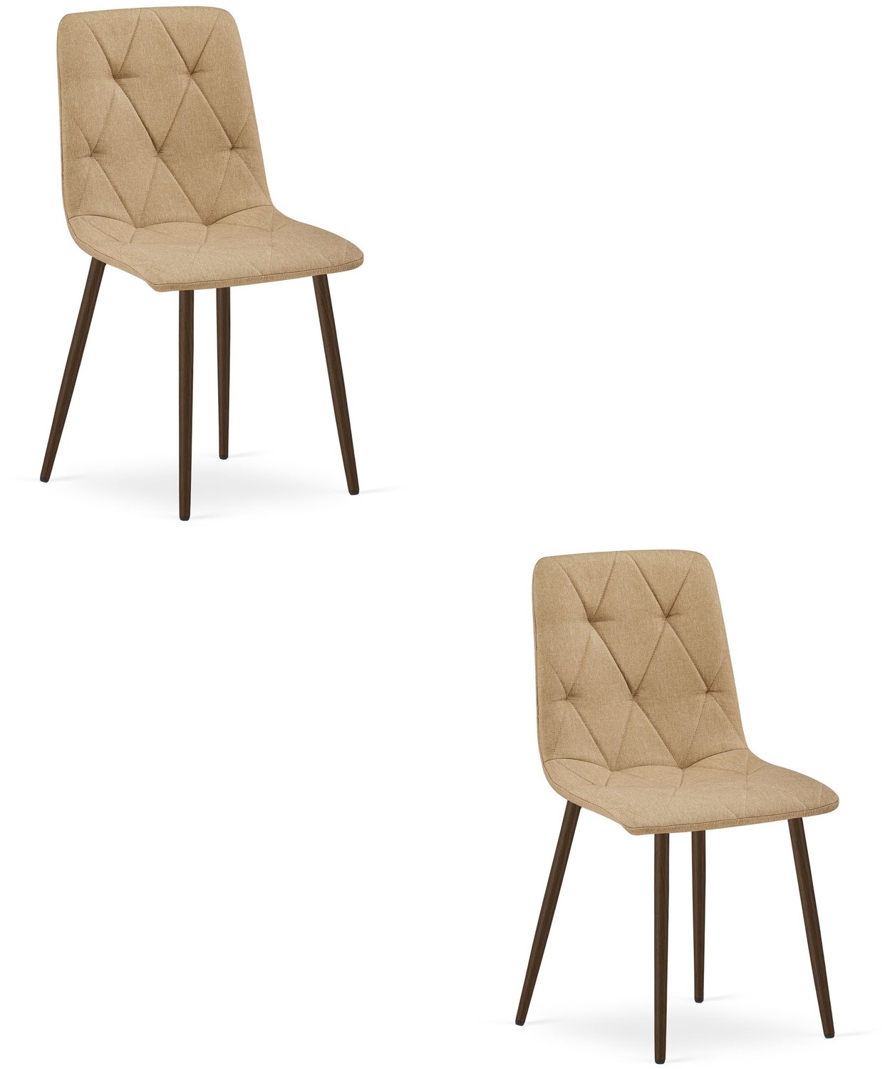 LEOBERT LIBRA Eetkamerstoelen – Set van 2 – Groen Stof – Walnootkleurige Houten Poten – Comfortabele Gestoffeerde Zitting – Modern Design – Voor Woonkamer, Keuken en Eetkamer – Max. 110 kg per Stoel