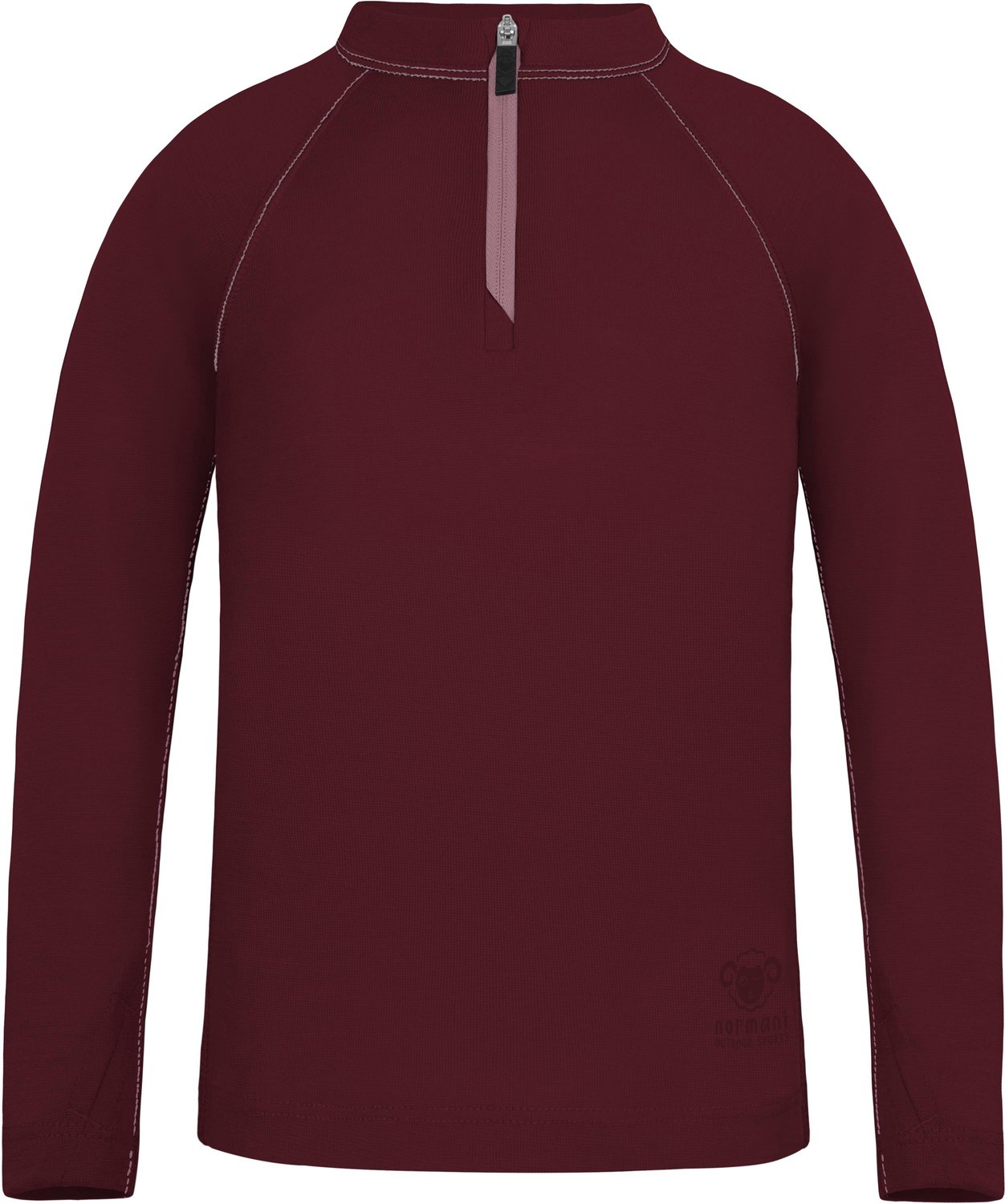 Kinder-shirt met lange mouwen van merinowol en 1/4 rits „Nyapari“