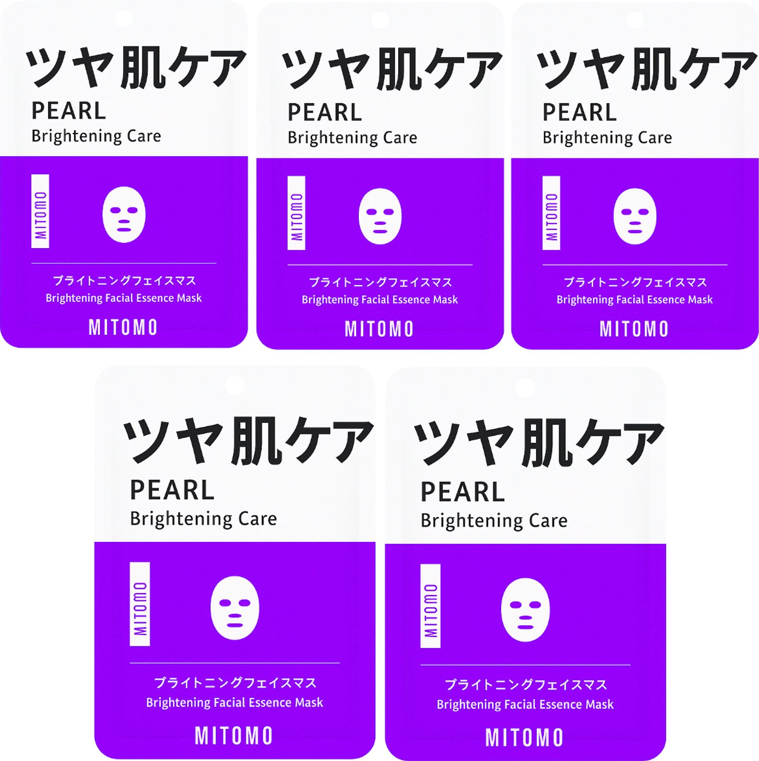 MITOMO Gezichtsmasker Parel Verhelderend & Egaliseert de Huid - Sheet Mask - Gezichtsverzorging - 5 Stuks