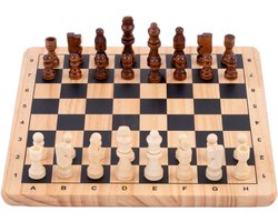 Schaakspel compleet– Schaakstukken No.3 van Gepolijst Palmhout – Inclusief Bord 29 x 29 cm – Stabiliteit & Luxe Spelervaring - Engelhart