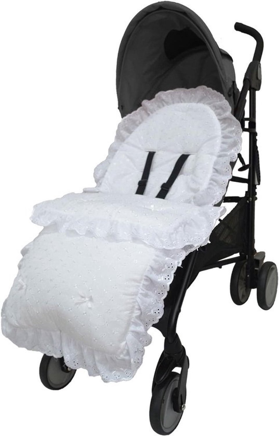 Witte gewatteerde voetenzak voor kinderwagen - Universele pasvorm en comfort - 1 stuk