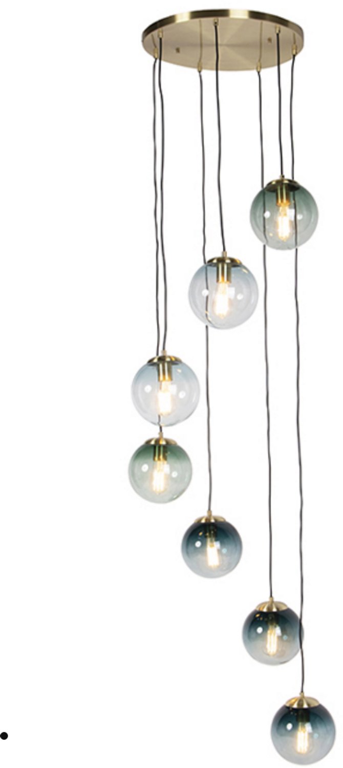 Qazqa smart eettafel led art deco hanglamp - Pallon - goud/messing, dimbaar, 7-lichts, 65cm, ideaal als hal, keuken, slaapkamer en woonkamer lamp