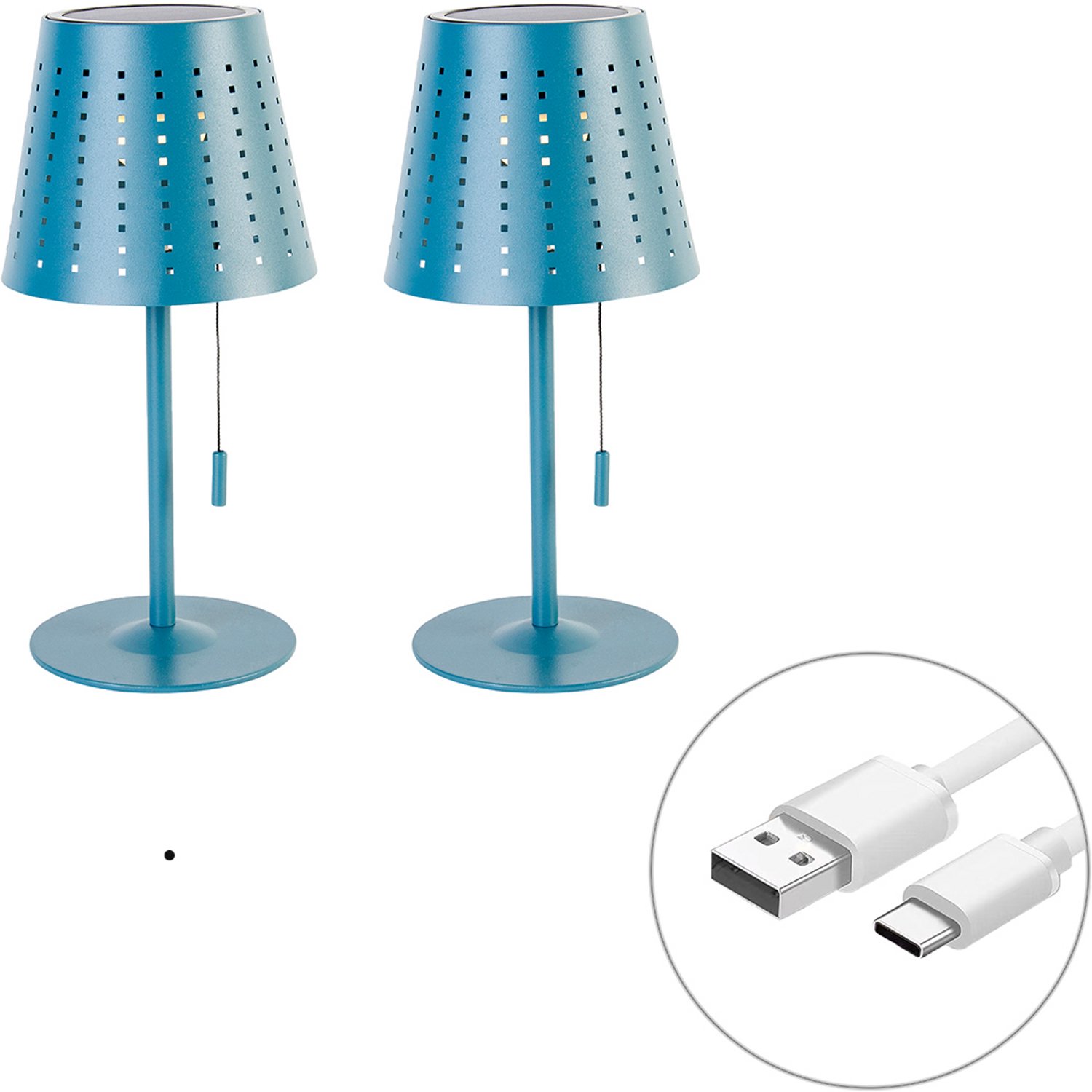 Qazqa design lantaarn, buitenlamp voor in de tuin - Ferre - blauw, 30cm, IP44, in set van 2.