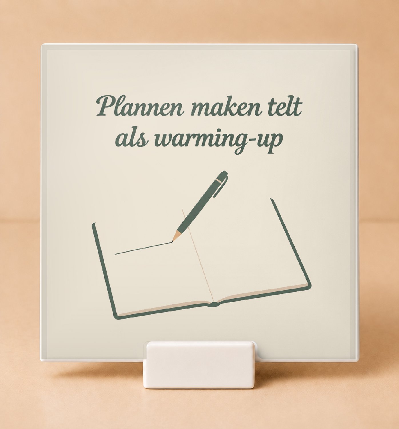 Bedruk King Vrolijke De Grote Lock-in Tegel – Kleurrijke Plakplaat voor Thuiswerkers en Teamspelers - 11 x 11 cm met houder Wit