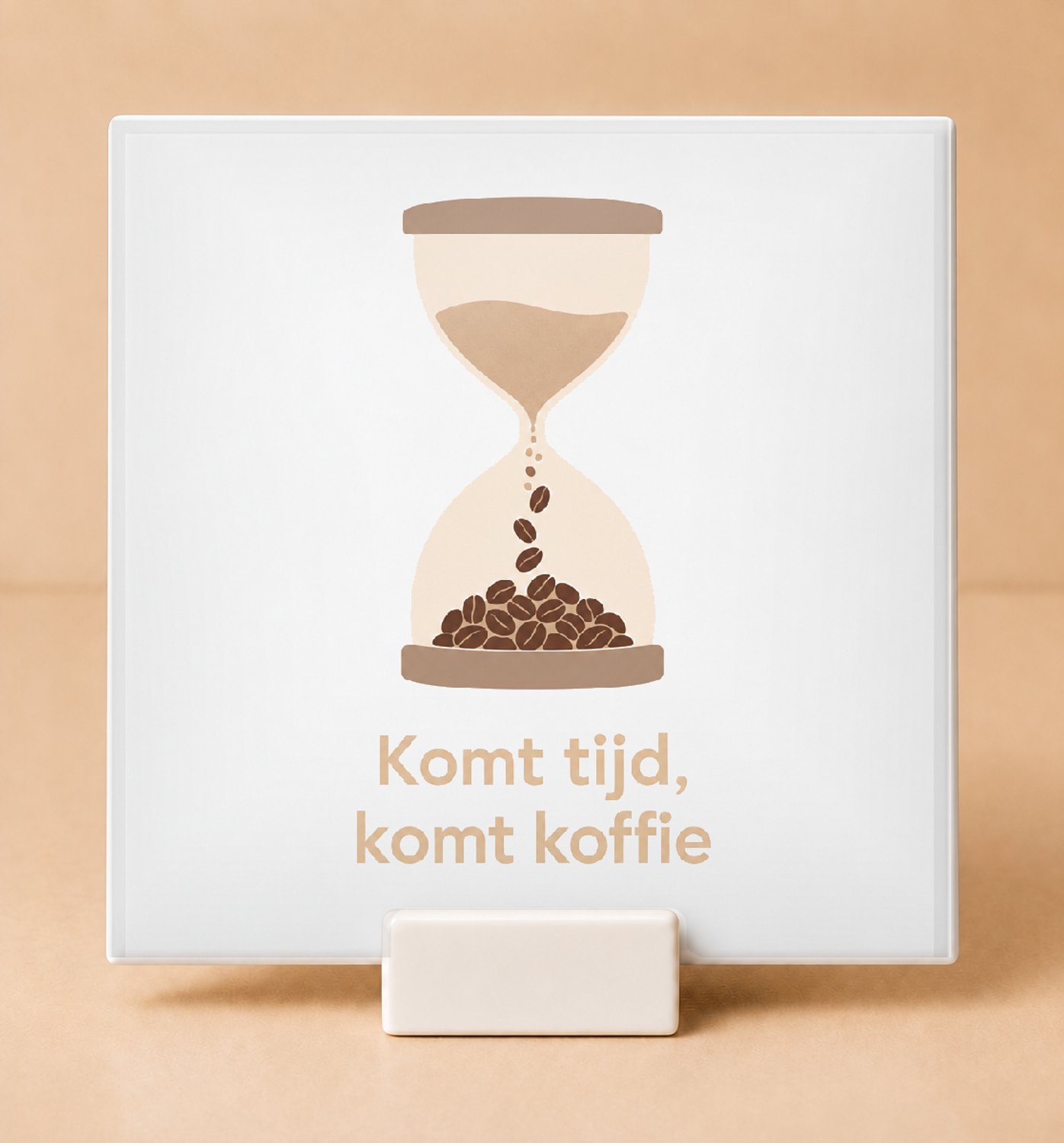 Bedruk King Minimalistische Bezint Eer Ge Begint Tegel – Scandinavische Koffiedecoratie voor Rustige Interieurs - 11 x 11 cm met houder Wit