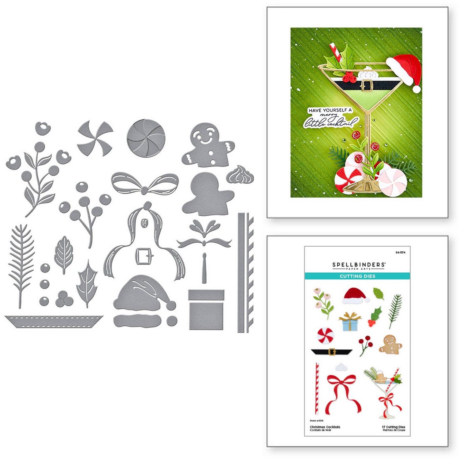 Spellbinders Snijmallen Kerst - Christmas Cocktails - 17 st.