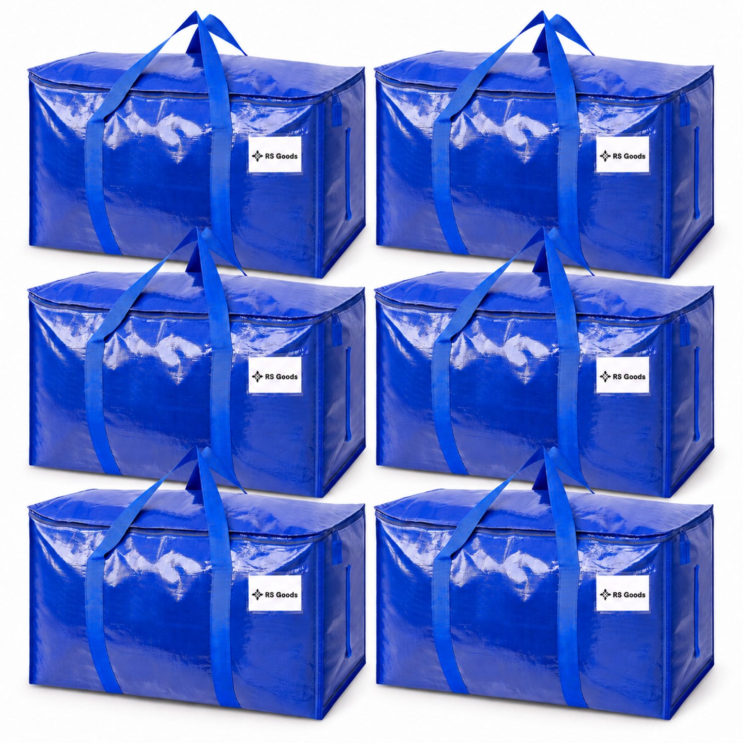 Verhuis & Opbergtassen - 6 Stuks - 90L - Verhuiszakken - Verhuisdozen - Opbergtassen - Stevige Verhuistas met Rits - Grote Opbergzak - Big Shopper Moving Bag - Waterafstotend & Scheurvast