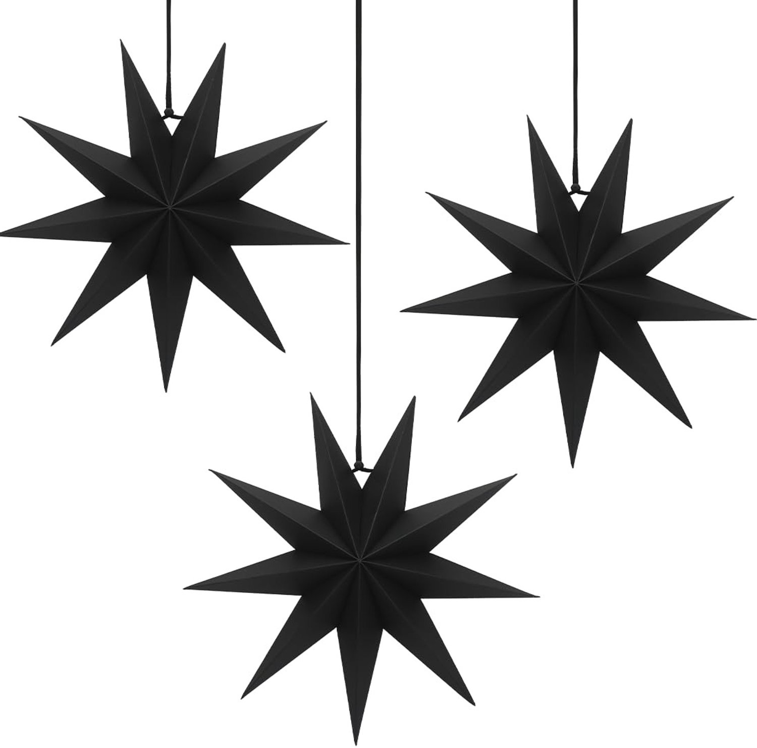 Famanu Papieren kerststerren van 30 cm, opvouwbaar, set van 3 voor kerstdecoratie wit