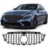 Panamericana Grille Geschikt voor Mercedes E-Klasse W213 S213 C238 A238 2016-2020 Glans Zwart met Chroom en Frontcamera