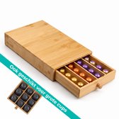 BUDDLEY Koffiecups Houder - Bamboe - Geschikt voor Nespresso en Dolce Gusto - Capsulehouder - Koffiecapsulehouder - Koffiecuphouder - Cuphouder Lade - Capsule Organizer - Koffiecups Houder - Capsule houder - Met lade