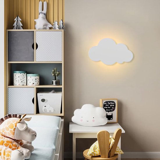 LED muurlamp met aanraakschakelaar voor kinderen, dimbaar nachtlampje voor binnen, warm wit wandlamp met stekker, modern wolken muurverlichting, bedlampje voor jongen en meisje, babykamer, slaapkamer en woonkamer [Energieklasse F] — afbeelding 4