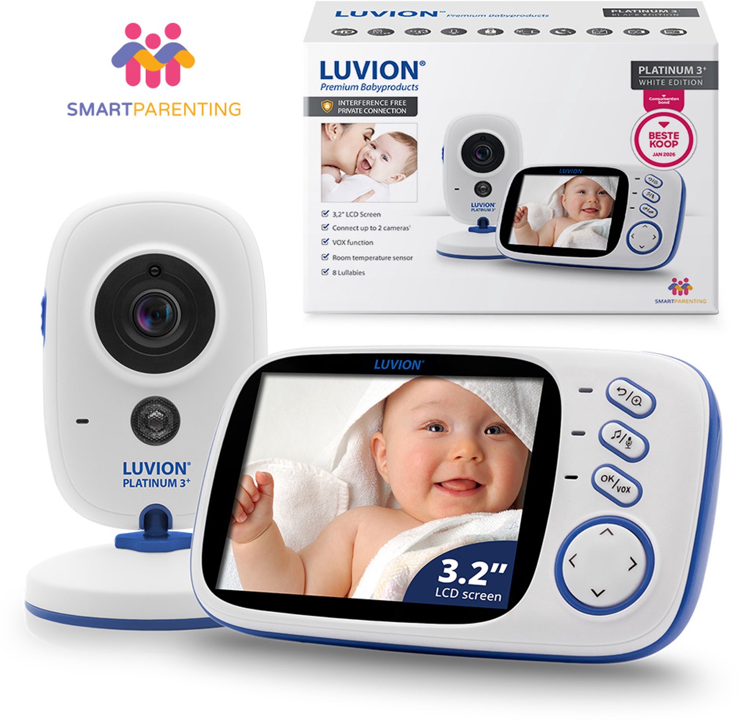 Bol.com LUVION® Platinum 3+ - Babyfoon met Camera - Uitbreidbaar tot 2 Baby Camera's - Premium Baby Monitor aanbieding
