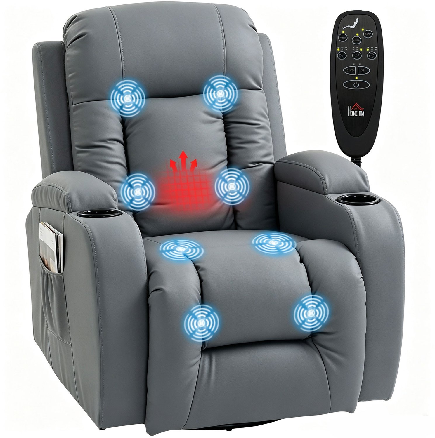 HOMCOM Massage Relaxbank - Polyurethaan - 82b x 99d x 103h cm - Lichtgrijs