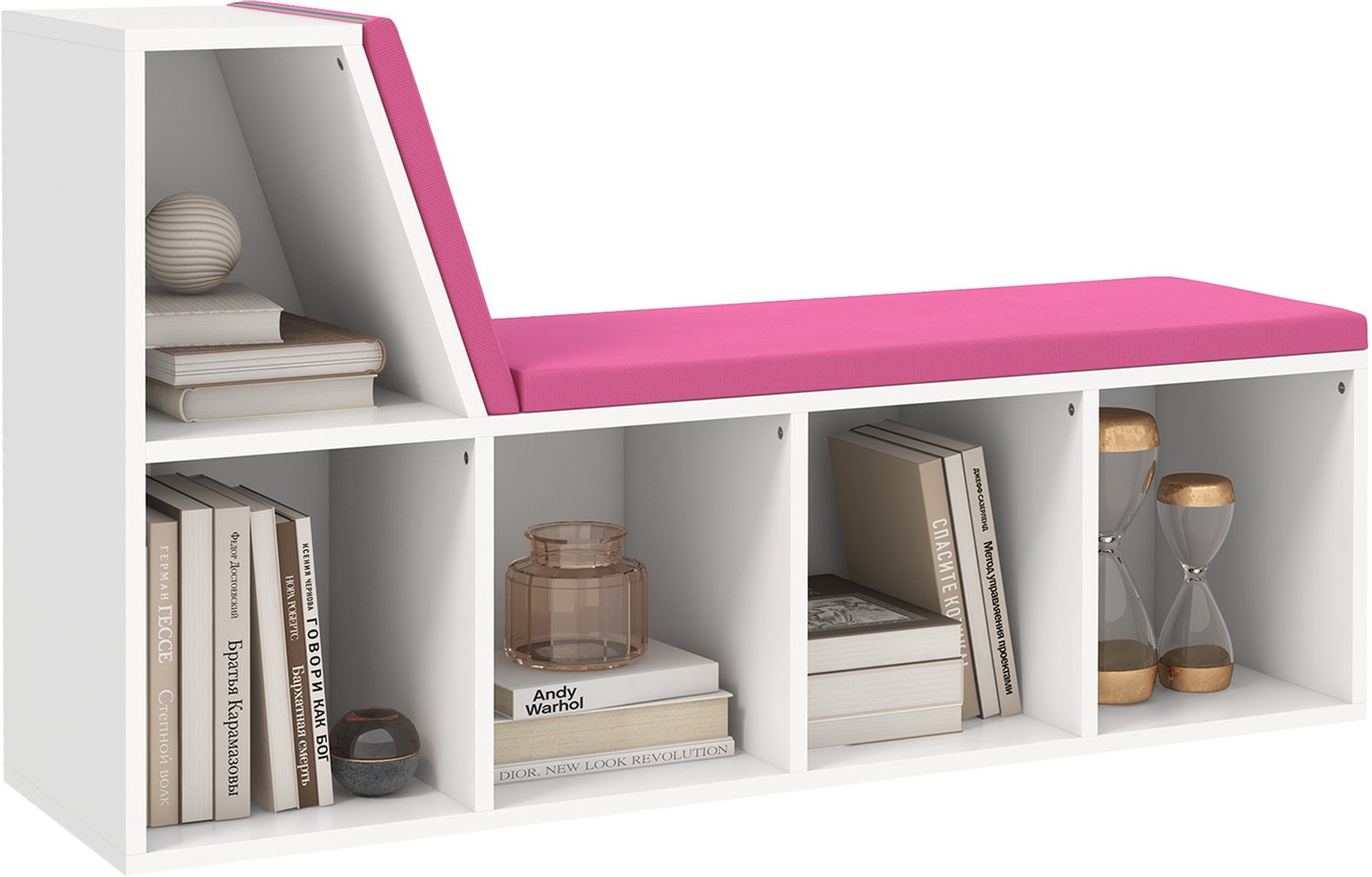 HOMCOM Boekenplank - Spaanplaat - 108x30x60cm - Roze
