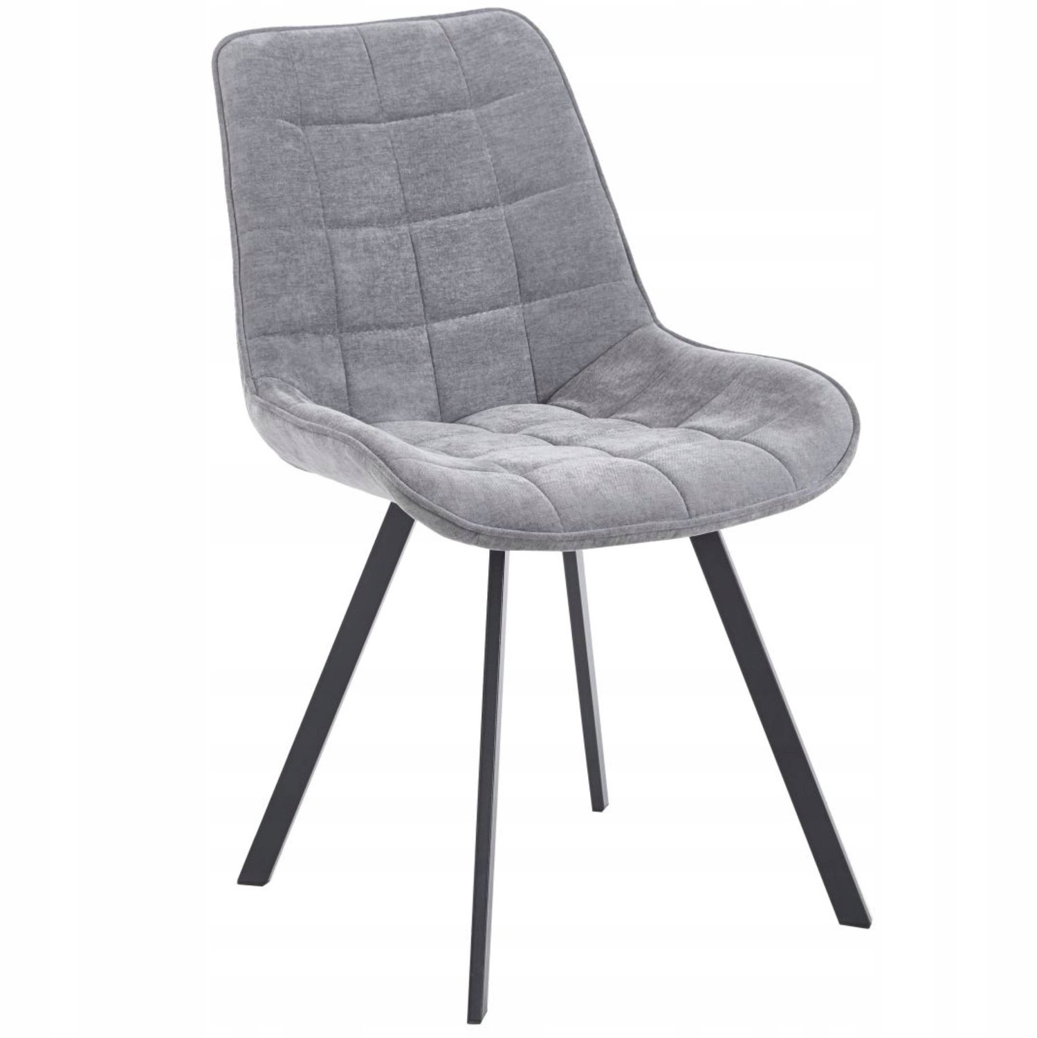 Furnitex K46-FX - Eetkamerstoel - Grijze chenille bekleding - Zwarte metalen poten