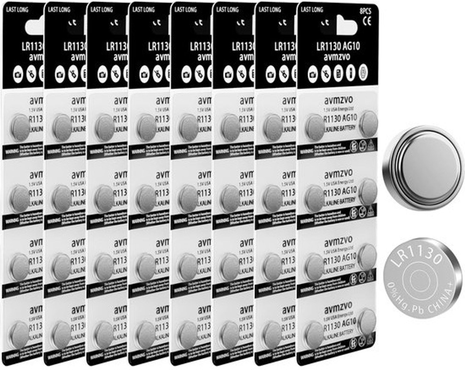 LR1130 alkaline-knoopcelbatterijen - AG10, 1.5 V - 64 stuks - LR54, 1131, 189 - ShopVlot