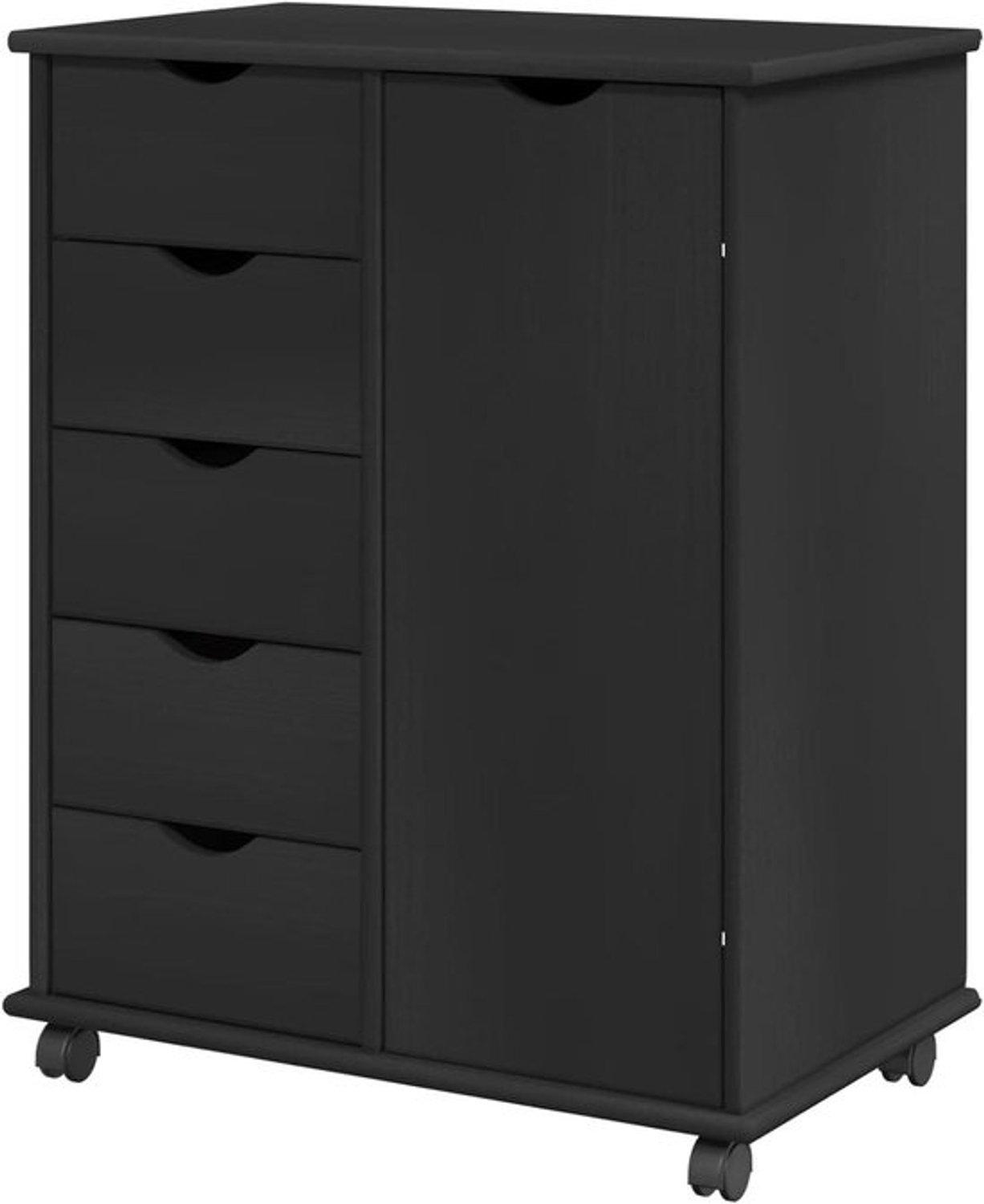 Rolkast - Mobiele opbergkast voor kantoor - Thuiswerk organiseren - Massief grenenhout - 635 x 39 x 79 cm