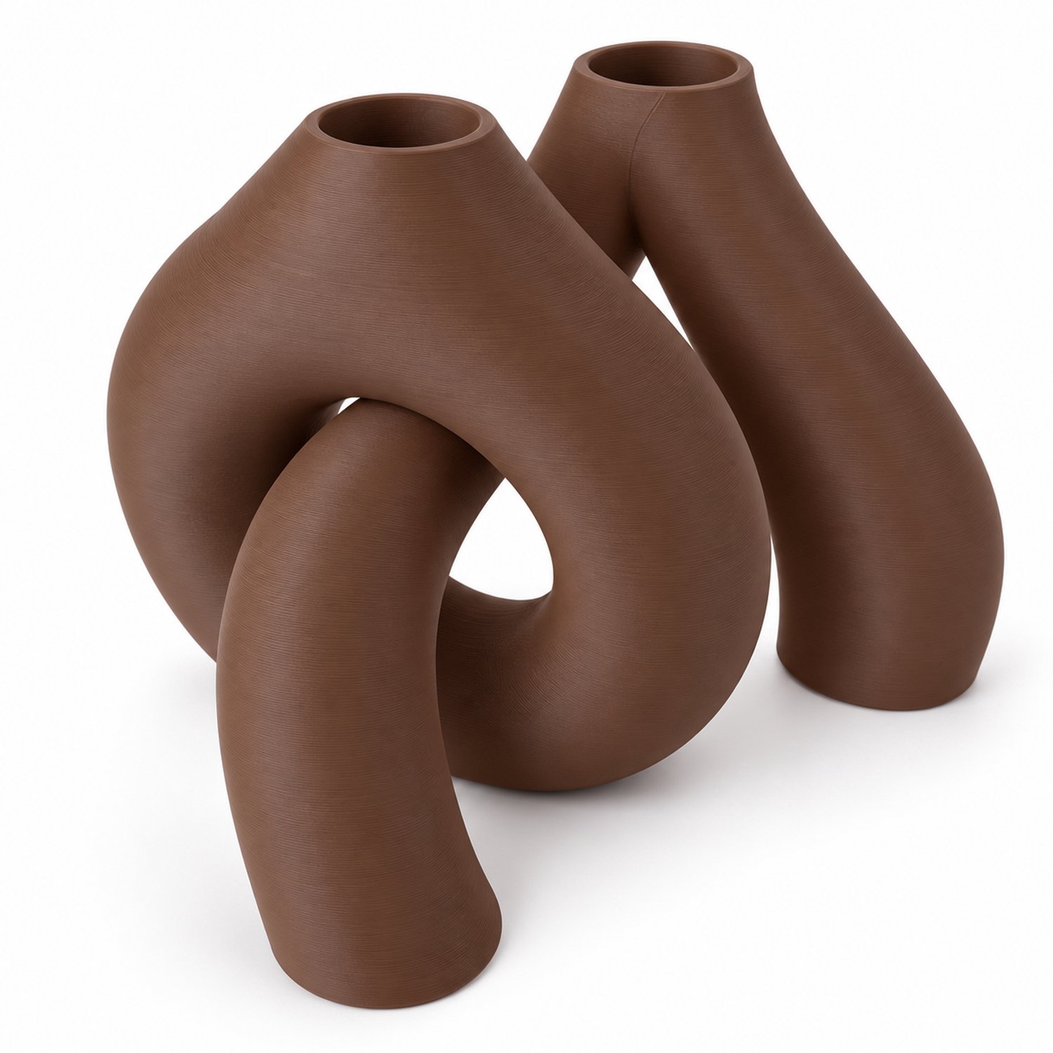 Tbeloo Decoratieve vazenset - 2 stuks - Chocoladebruin - PLA - 3D-geprint