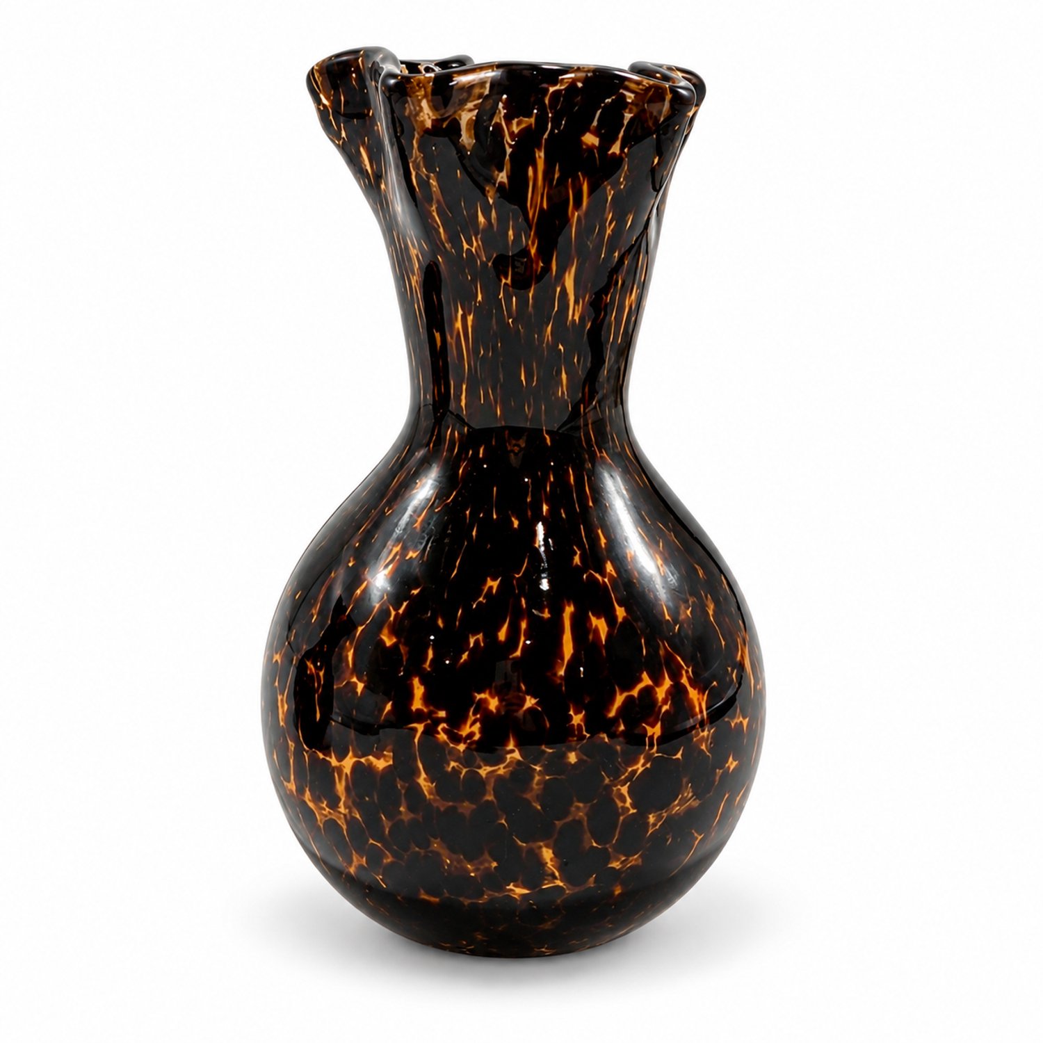 Mica Decorations vaas glas gevlekt 15x24cm donkerbruin