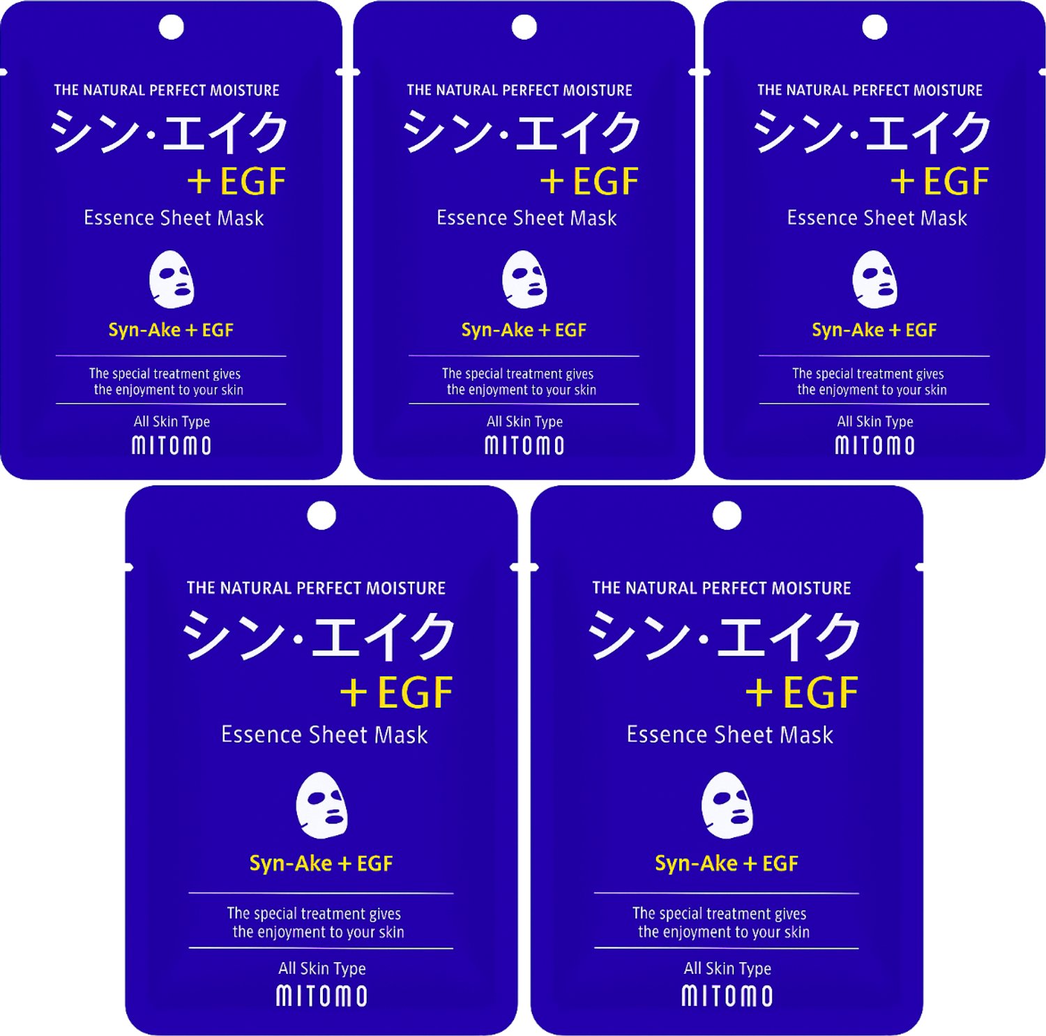 MITOMO Gezichtsmasker Syn-Ake Peptide & EGF - Anti Rimpel & Anti Aging Sheet Mask - Gezichtsverzorging - 5 Stuks