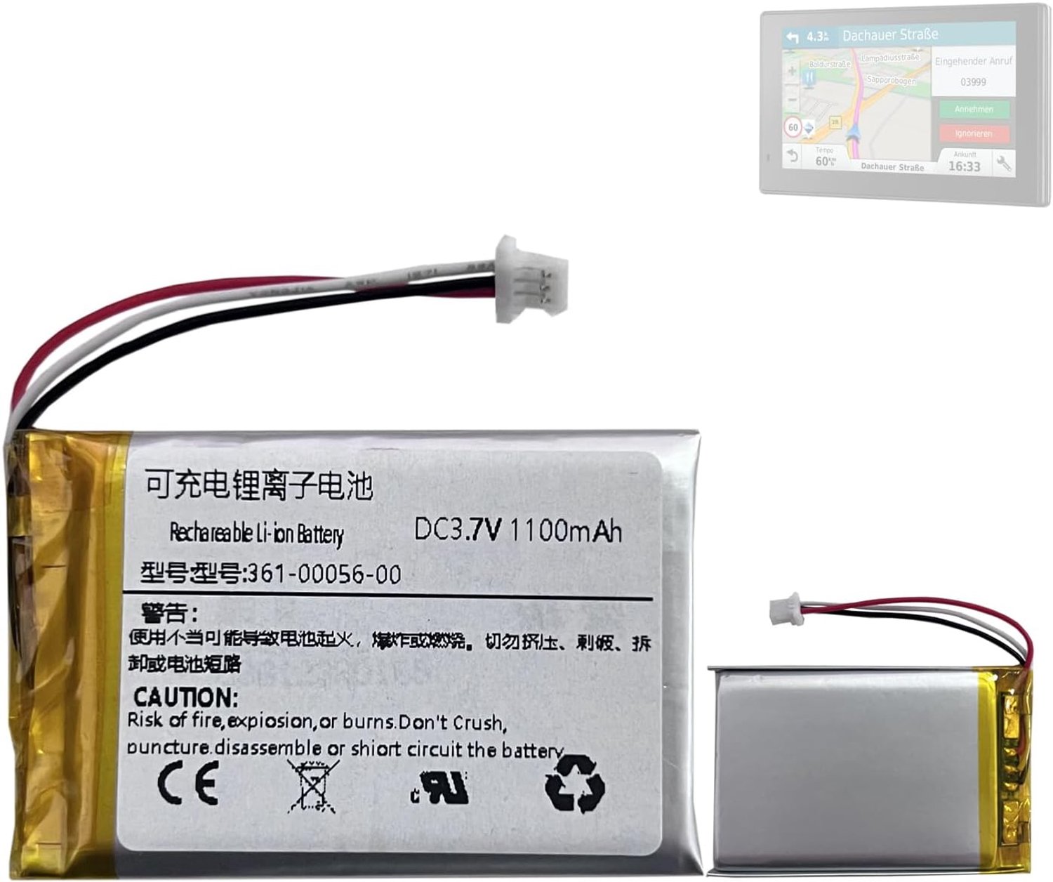 Reserveaccu 361-00056-00 - compatibel met Gar-min DriveSmart 5, 50 LMT-D, 51 LMT-D EU, 55, 61 LMT-S, 65 - lange gebruiksduur - Vemera
