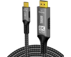 AdroitGoods USB-C naar HDMI 2.1 Kabel – 8K 60Hz, 4K 144Hz en 2K 240Hz – Dynamic HDR – voor TV, Monitor en Beamer – Plug & Play - 2m