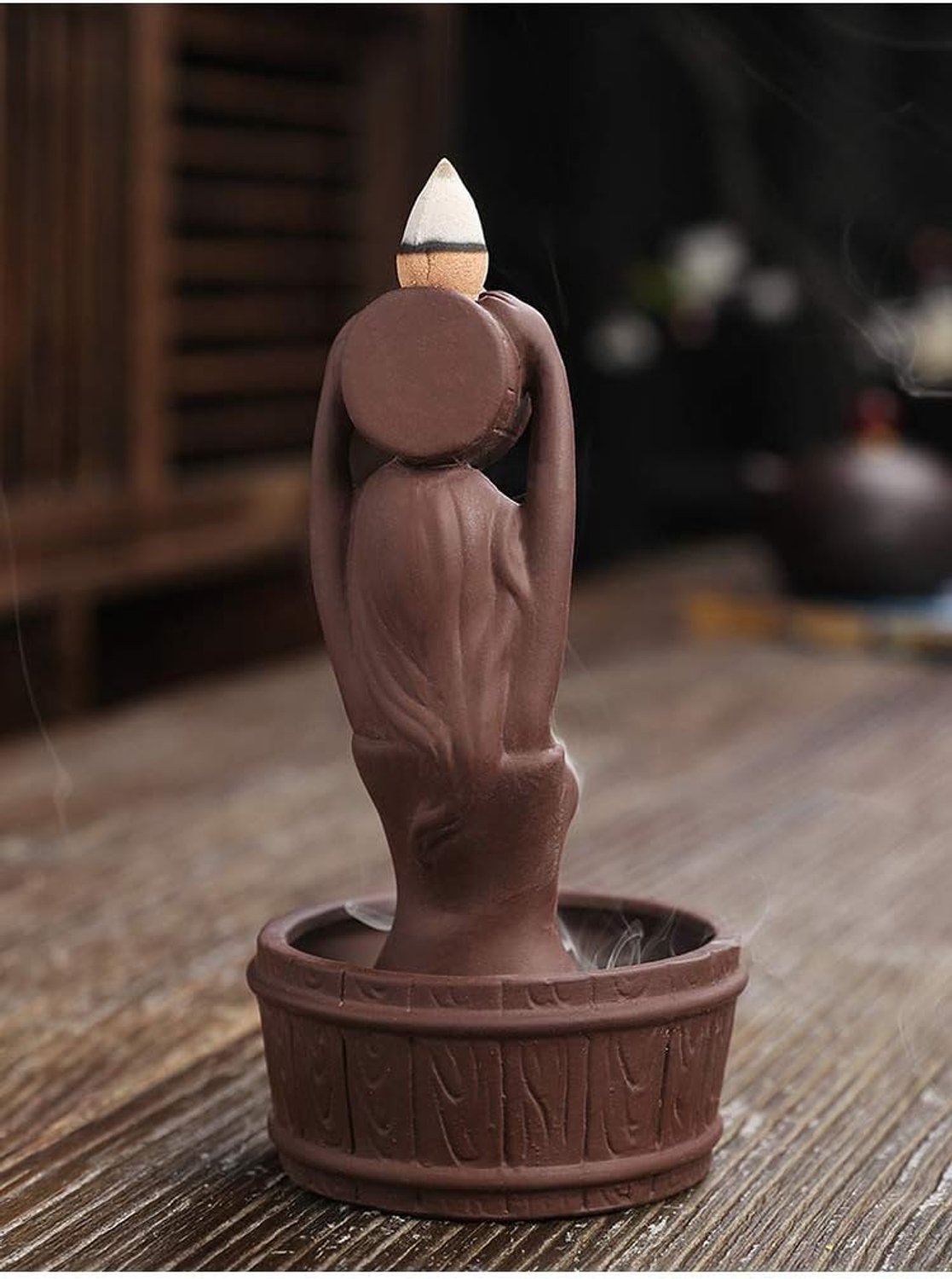 Backflow wierookbrander - keramisch - met 20 wierookconen - voor meditatie en ontspanning - Vemera