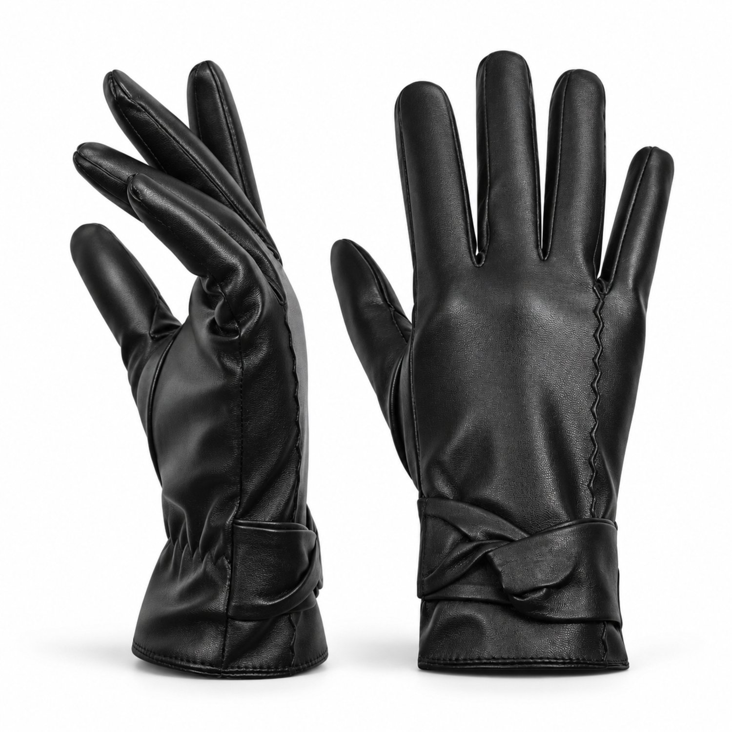 MoodLux Winterhandschoenen voor Heren - Kunstleer met Fleece - Touchscreen - Winddicht & Waterafstotend - Zwart