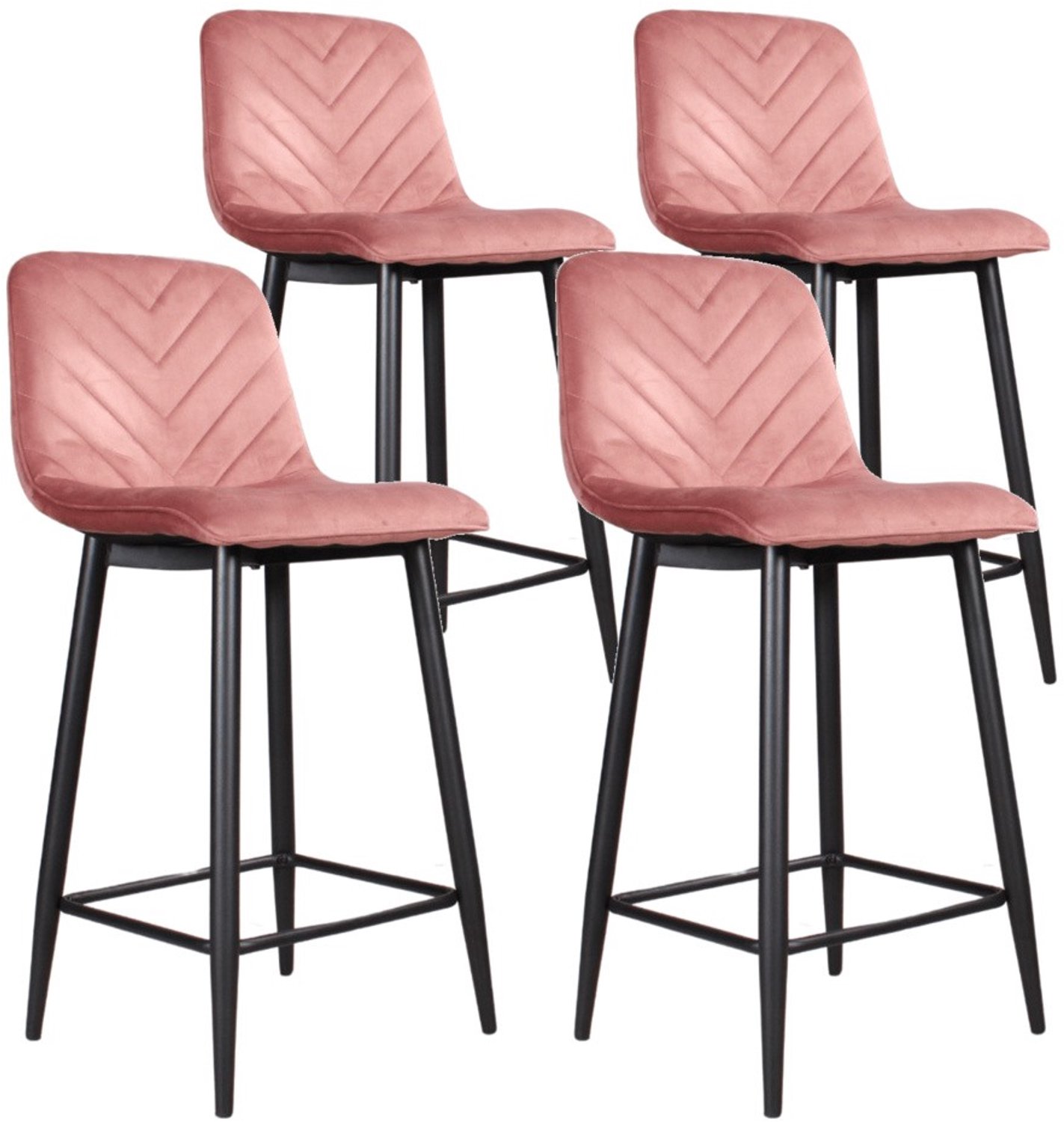 DS4U - - Gaby barkruk 65 cm - Set van 4 - Roze - Velvet