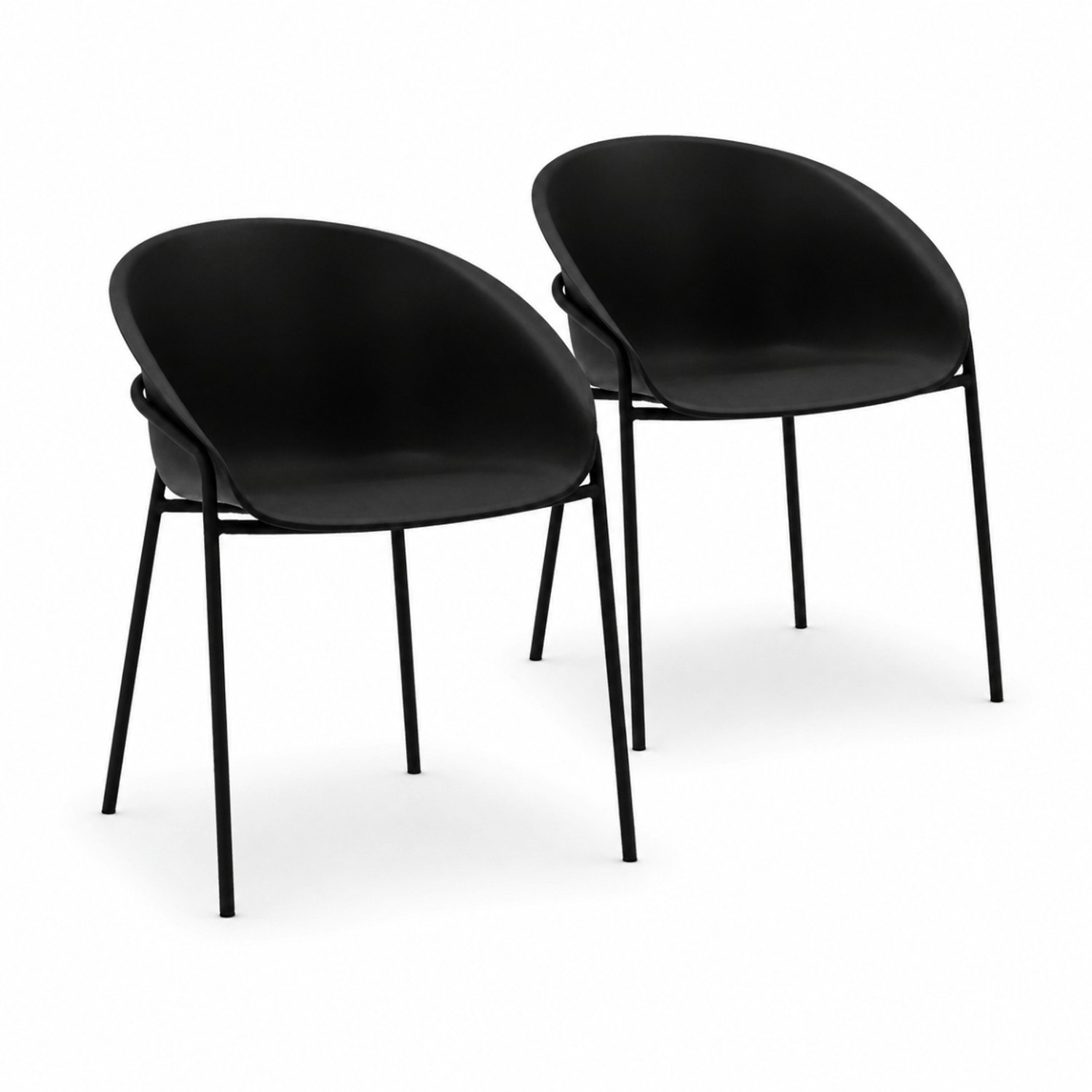 DS4U - - Ella stoel - Set van 2 - Zwart - Kunststof - Weerbestendig