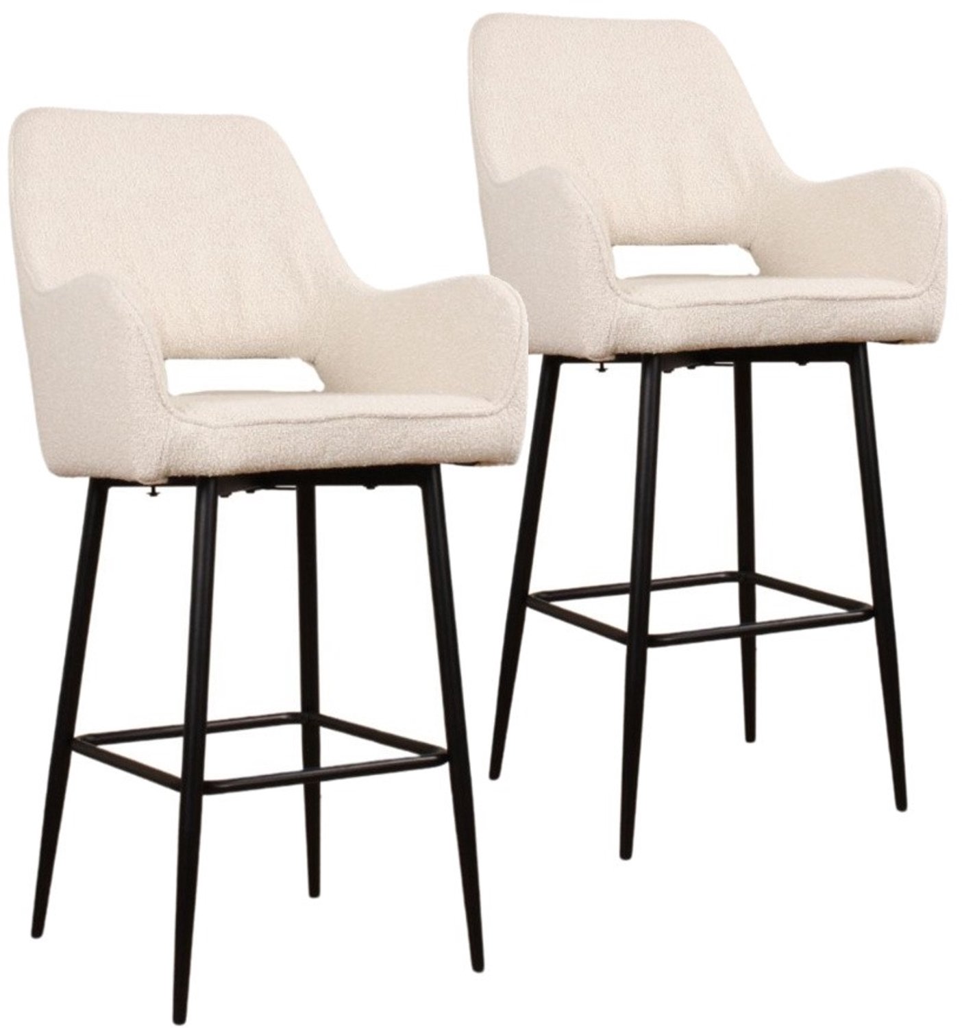 DS4U - - Lenon barkruk 65 cm - Set van 2 - Ivoor - Boucle - Met armleuning