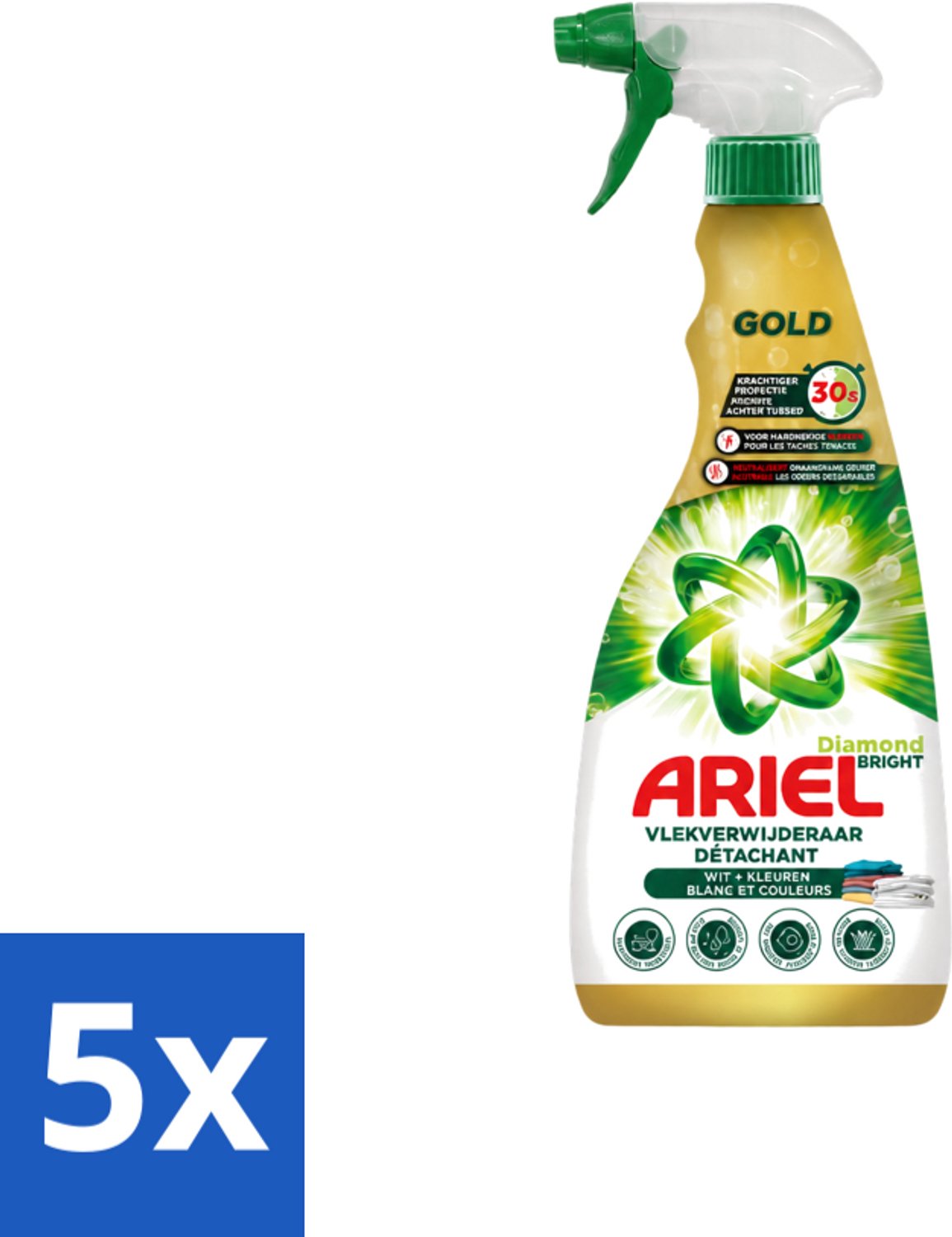 5 x Ariel - Vlekkenverwijderaar - Gold Spray - 750 ml - Voordeelverpakking - 5 stuks