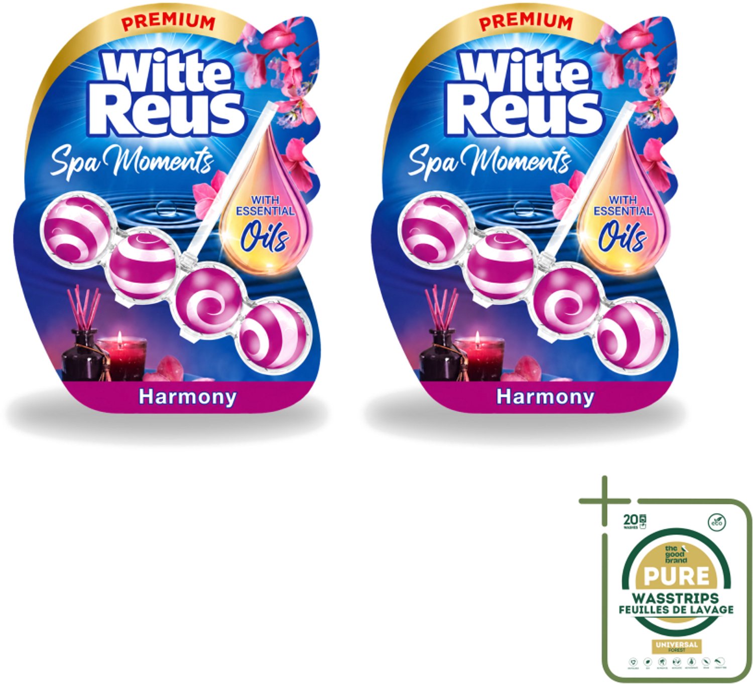 2 x Witte Reus - Wellness Scents Toiletblok - Harmony - 1 Toiletblok - Wasstrips - Toiletblok - Wellness Geur - Harmonie Geur - Toilet Reinigen - Kalkaanslag Voorkomen