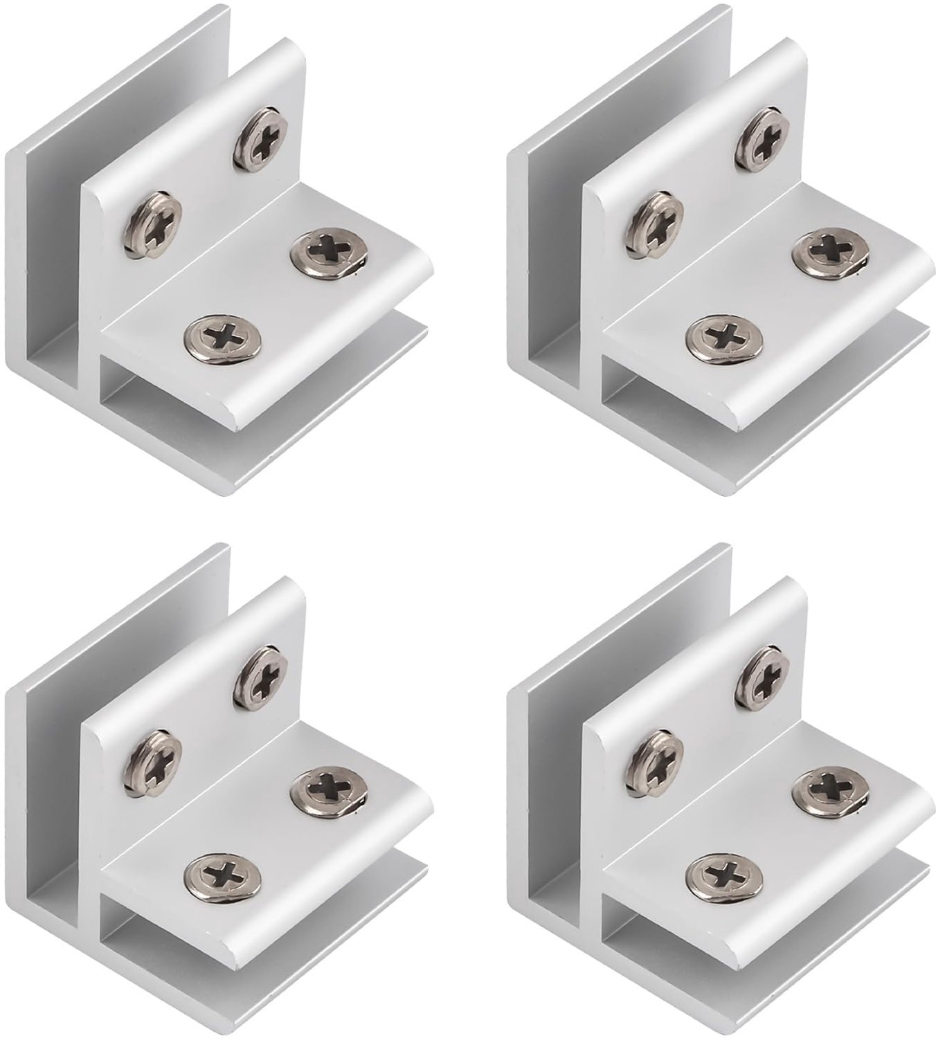 Glasklem 90 graden - 4 stuks aluminiumlegering - verstelbare glashouder voor 5-8 mm dik glas - ServiceTopper