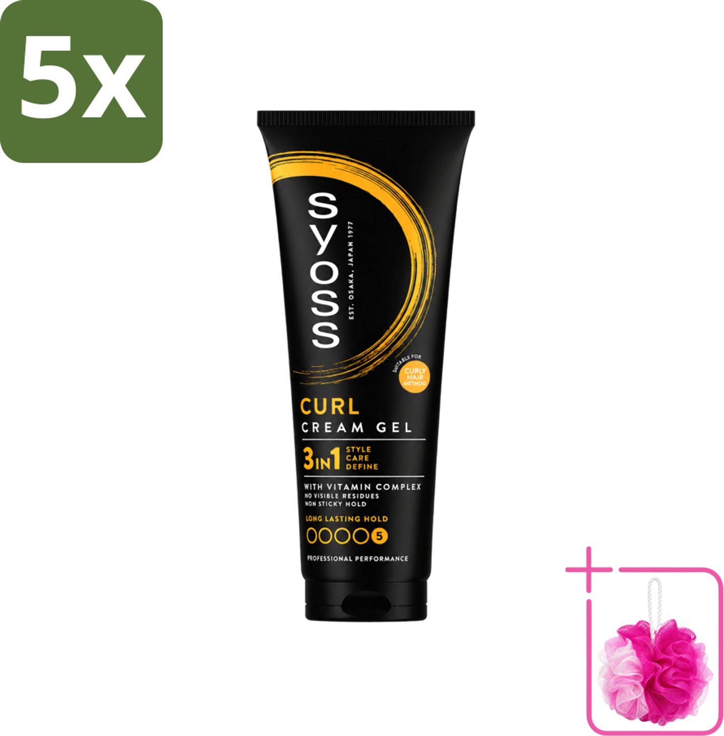 5 x Syoss - Curl Control - Gel - Voor Gedefinieerde Krullen - 250 ml - Bulkverpakking - Krullen fixeren - Douchemop - Krullen controleren