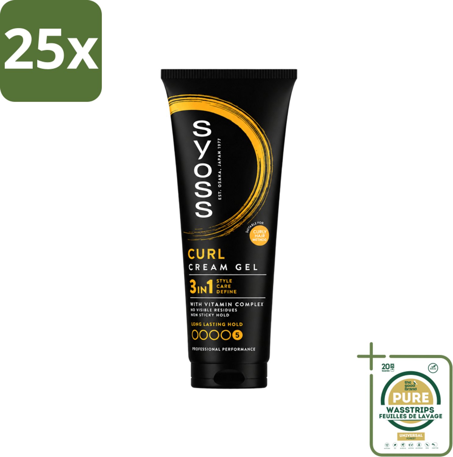 25 x Syoss - Curl Control - Gel - Voor Gedefinieerde Krullen - 250 ml - Wasstrips - Krullen Stylen - Krullen Fixeren - Krullen Verzorgen - Krullen Controleren - Krullen Gedefinieerd Maken
