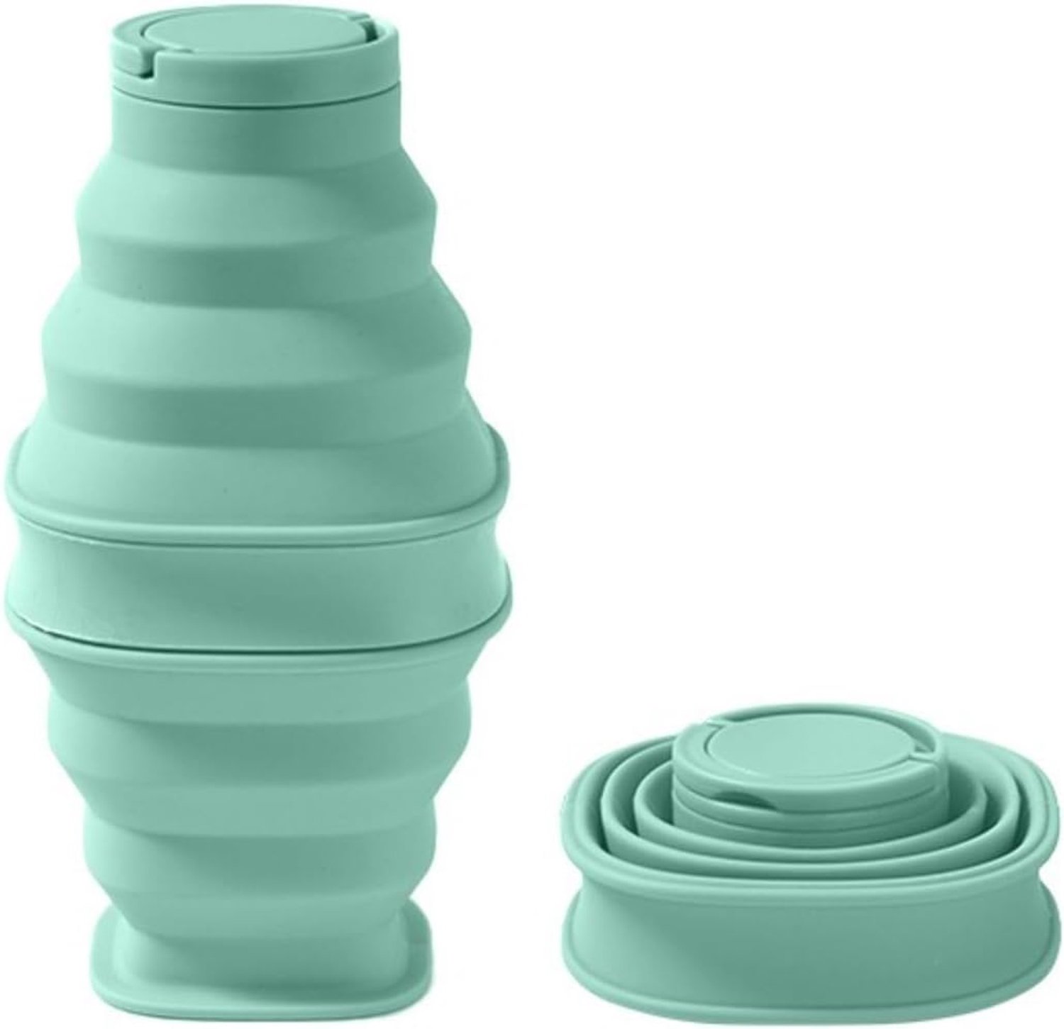Siliconen Sportfles 600ml – Opvouwbaar, lekvrij, flexibel siliconen materiaal en compact op te bergen – fietsen en dagelijks gebruik wanneer u onderweg bent - Groente