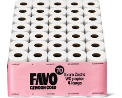 Favo Toiletpapier - 4-laags - 70 rollen - 160 vellen per rol - extra zacht & sterk wc-papier - voordeelverpakking